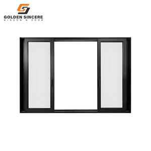 GS Factory Price Thermal Break Aluminum Sliding Window with Fly <b>Screen</b> Double Glass Energy Efficient Window - Product Image 4