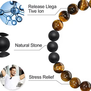 <span class=keywords><strong>Bracelet</strong></span> pour homme en <span class=keywords><strong>pierre</strong></span> naturelle de lave et œil de tigre de 8 mm, bijou tendance, anti-stress, cadeau pour la fête des pères, style mignon - Product Image 6