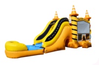 Nouveau design 7 en 1 château gonflable de toboggan de maison de saut jaune avec combo de toboggan pour enfants et enfants