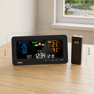 Indoor Atmospheric Pressure Electric Thermometer Hygrometer Monitor Sensor Digit Wireless Household Weather Station <strong>Alarm</strong> Clock - Product Image 2