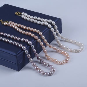 Collar de perlas de agua dulce reales de 8-9mm para mujer, joyería de perlas de agua dulce de arroz - Product Image 1