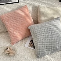 Housse de coussin en peluche gaufrée 3D douce, couleur unie, en velours, pour salon, textile de maison