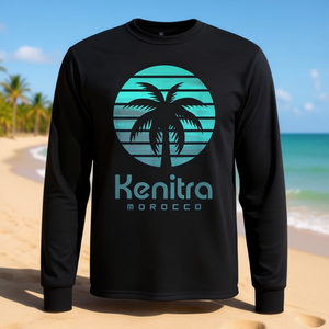 Camiseta de manga larga Kenitra Marruecos con diseño de palmeras tropicales, talla unisex para adultos - Product Image 3