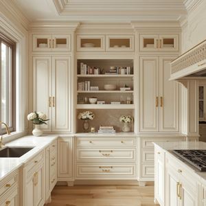 Meubles de cuisine européens modernes et simples sur mesure, armoires de cuisine haut de gamme en bois pour villas - Product Image 1