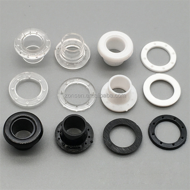 High Quality KAM 5.5MM 8MM 12MM Black or White Color Plastic Eyelets Grommets Garment Accessories for Shoes Bags