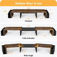 Support de bureau double écran en bois simple avec tiroir, brun rustique