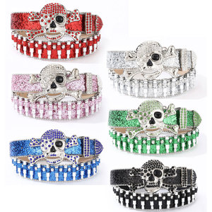 Cinturón de Cuero PU con Hebilla de Aleación de Calavera con Pedrería Personalizada y Brillo, Estilo Punk Brillante con Diseño de Bala para Uso Diario y Fiestas - Product Image 1