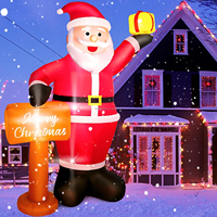 Père Noël gonflable de 6 pieds avec boîte cadeau, panneau Joyeux Noël, ornement lumineux LED pour la cour, la pelouse, la décoration extérieure des fêtes