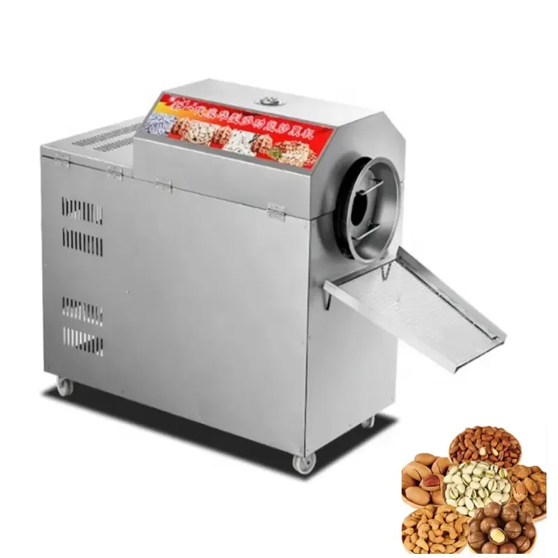 Mesin penggorengan Drum 6kw efisiensi tinggi otomatis komersial kecil kacang kopi kacang kenari gula goreng mesin kastanye