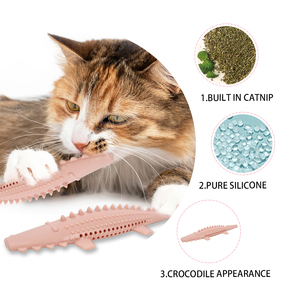 Juguete interactivo para mascotas respetuoso con el medio ambiente personalizado Limpieza de dientes de silicona Molar <span class=keywords><strong>Catnip</strong></span> Fish Cat Juguete interactivo - Product Image 3