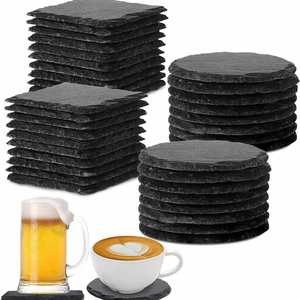 Wholesale Black Non-Slip Drink <b>Slate</b> Stone Bulk Coasters Set Holder Square Round <b>Slate</b> Coasters With Holder for Laser Engraving - Product Image 2