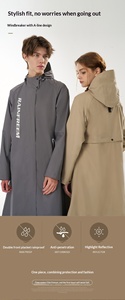 Long <b>Raincoat</b> for Adults, Fashion Trench Coat Waterproof Poncho, Oxford Material Multi-Functional Hooded Cycling Rainwear - Product Image 6