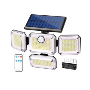 Lámpara Solar de Pared para Exteriores IP65 Impermeable, 4 Cabezas, Sensor de Movimiento PIR, Control Remoto, Luces LED, Luz Blanca, Ángulo de Haz de 270°, Jardín - Product Image 1
