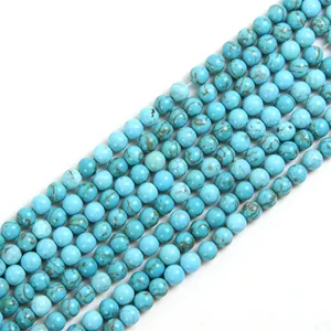 Wholesale Natural Turquoise Dyed Stone Beads 4mm 8mm 10mm Rondelle Loose Beads Sea Bamboo Coral for Jewelry Making