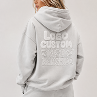 Sweat-shirt à capuche surdimensionné personnalisé pour femme, en coton, avec logo embossé au dos, style streetwear décontracté, tricoté