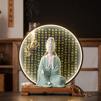 Quemador de Incienso de Cerámica con Estatua de Buda Guanyin, Decoración de Estilo Chino para el Hogar, Decoración de Interiores