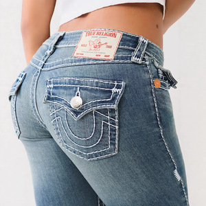 Vaqueros sexys <span class=keywords><strong>de</strong></span> mujer con costuras gruesas, lavados y blancos, estilo euroamericano, <span class=keywords><strong>de</strong></span> <span class=keywords><strong>marca</strong></span> <span class=keywords><strong>de</strong></span> moda, pantalones acampanados - Product Image 2