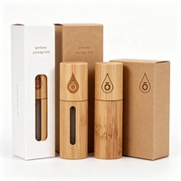 Bouteilles de parfum en verre et bambou écologiques avec bille roll-on, gravure personnalisée du logo, capacité 3ml/5ml/10ml