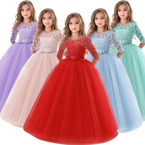 Robe en dentelle fleurie pour filles de 6 à 14 ans, vêtements de princesse, robe longue pour fête, robe de soirée pour filles, vêtements de mariage - Product Image 1