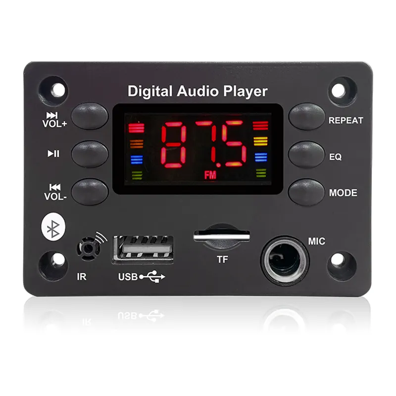 Büyük ekran Bluetooth MP3 dekoder kurulu ses amplifikatörü kurulu dijital ses çalar modülü 5V 12V FM radyo MIC EQ uzaktan kumanda