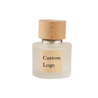 Envase de Perfume Personalizado, Botella de Vidrio Cuadrada con Pulverizador, Tapa de Rosca de Madera de Haya/Haya Grabada, Logotipo Personalizado