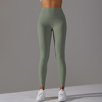 Pantalon de yoga Cloud Feel Nude double brossé pour femme, coupe 9/10, taille haute, effet sculptant fessier, idéal pour le Pilates et l'entraînement en salle de sport