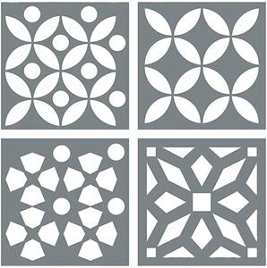 Ensemble de pochoirs marocains - Lot de quatre motifs 6x6 pour peindre les murs, les sols, les tissus ou les pochoirs en bois - Product Image 1
