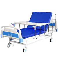 Lit d'hôpital économique à manivelle unique avec tête de lit en ABS et poignée rétractable, 4 roulettes pour la sécurité du patient