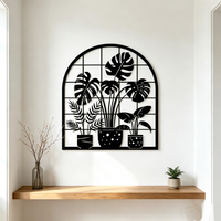 Art mural en métal découpé au laser, silhouette de plante Monstera, feuille creuse, art mural pour la décoration du salon, OEM ODM