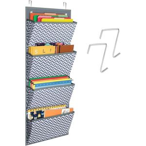 4 Pocket Hanging Wall Organizer, Over Door Wall Mount Fabric File <b>Holder</b> for Office Supplies Mail Letter <b>Document</b> Storage` - Product Image 1