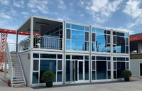 Casa Contenedor de Lujo de 40 Pies, Un Piso, Tres Habitaciones, Ensamblaje de Vidrio Modular Prefabricado y Portátil para Uso de Oficina