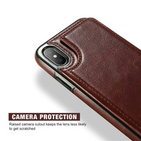 Étui en Cuir PU Luxe à Rabat Portefeuille pour iPhone XS Max XR 10 avec Multi-Porte-Cartes, Coque de Téléphone pour iPhone X 6 6s 7 8 Plus
