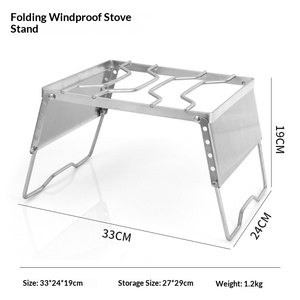 Outdoor Windproof Camping Pot Stand Portable Stainless Steel Burner Bracket <b>BBQ</b> Grill Support With Wind Shield - Product Image 5