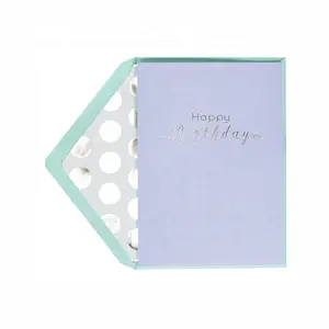 Custom Printing Wish Happy Birthday Card, High Quality Birthday Greeting Cards with Envelope Liner