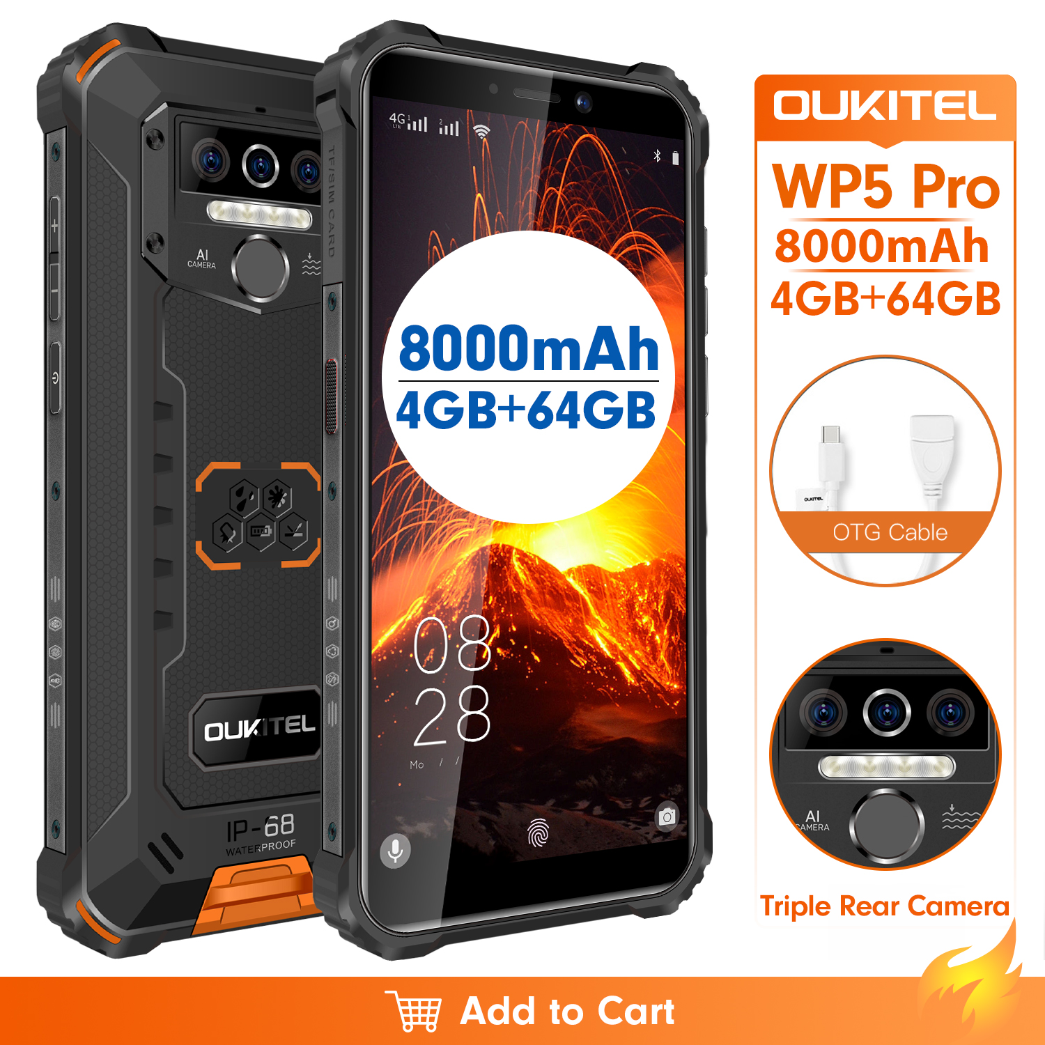OUKITEL WP5 Pro - IP68 Waterproof Smartphone with 8000mah