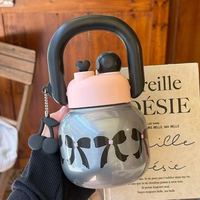 Bouteille d'eau en plastique écologique à double compartiment, très populaire, avec poignée créative et paille, couvercle anti-corrosion