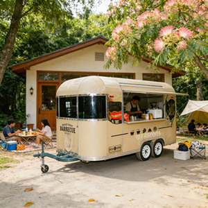 Mobile Food Cart Trailer Commercial Catering Van <b>BBQ</b> Coffee Ice Cream Cart - Product Image 1