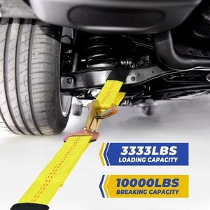 Tali Pengikat Ratchet Polyester Heavy Duty untuk Pengangkut Mobil dengan Pengait Snap untuk Trailer - Product Image 4