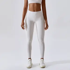 Pantaloni da Yoga hip lift running pantaloni da fitness ad asciugatura rapida pantaloni sportivi attillati a vita alta color caramella