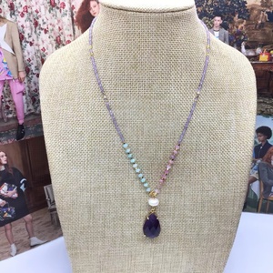 Collar de Moda con Cuentas de Piedra Natural de 2mm, Diseño <span class=keywords><strong>2026</strong></span>, con Colgante de Piedras Preciosas, Joyería Corta para Mujer - Product Image 5