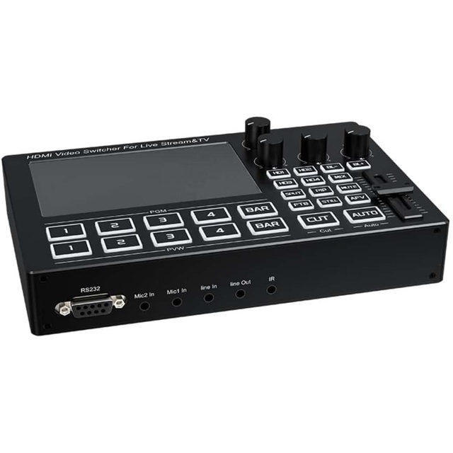SYONG 5 Inch IPS HD Screen 4 Channel Seamless Broad Cast Camera Video Mixer Switcher for Live Streaming
