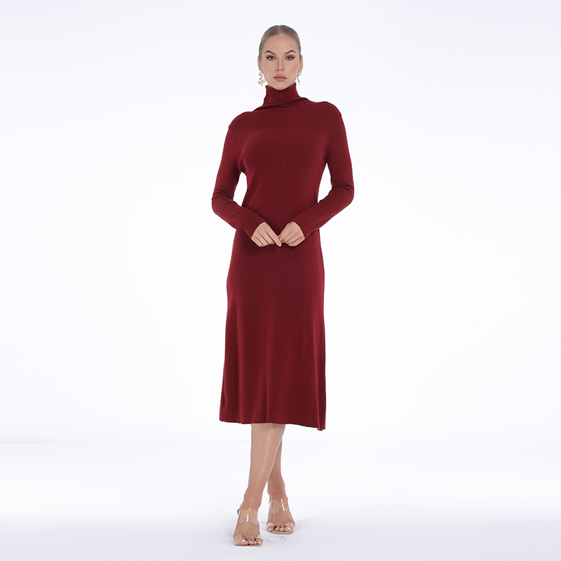 Amazon White Ribbed Turtleneck Dress Oversized Sweater LOGENE