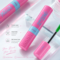 Mascara allongeant rose vif en gros, tube personnalisé OEM, formule résistante à la transpiration, emballage en coffret cadeau