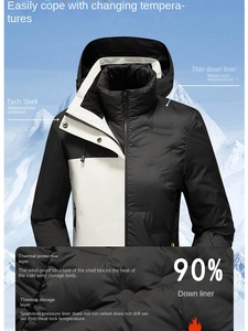Manteau trois-en-un d'assaut 90 pour hommes et femmes Nouvelle norme <span class=keywords><strong>nationale</strong></span> Détachable Vêtements chauds Fermeture à glissière Coupe-vent Imperméable - Product Image 4
