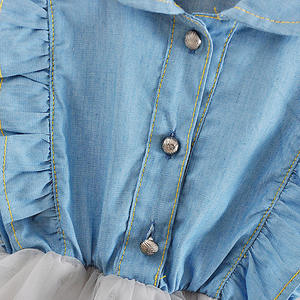 Vestidos de Verano de Algodón con Cuello de Hoja de Loto y Falda Tutú de Mezclilla para Niña, Personalizados con Muestra Gratuita - Product Image 4