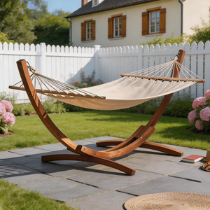 Hamac de luxe en bois Navyice avec support en mélèze russe, capacité de charge vérifiée de 150 kg, longueur de luxe de 320 cm, vente en gros 40HQ FCL - Product Image 1