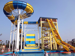 Kommerzielle riesige Wasserpark ausrüstung Resort Platz Erwachsenen Aqua Spielplatz Fiberglas große Bumerang Rutsche - Product Image 2