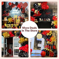 Kit de Guirnalda de Globos Rojos, Negros y Dorados, Arco de Globos de Látex con Confeti de 5, 10, 12 y 18 Pulgadas, Globos Estrella, para Fiestas de Cumpleaños