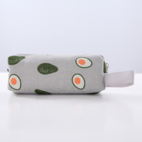 Trousse à crayons en toile à grille noire de dessin animé Cactus feuille avocat sac à crayons pour garçon fille ours polaire boîte à crayons papeterie fournitures scolaires