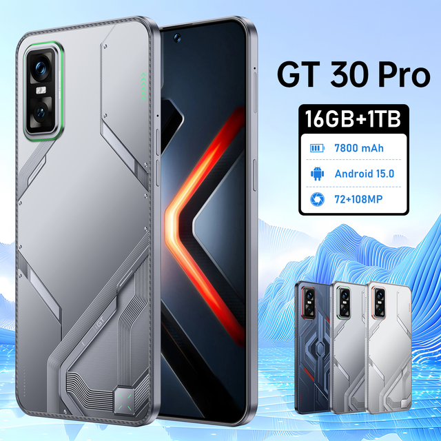 New GT30 Pro 16G 1TB Dual Camera HD Face Android14 Mobile Phone Unlock 5G Gaming Smartphone LTE Cellular Dual Card Mobile Phones